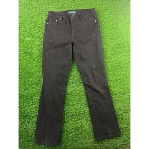 Lauren Jeans Co Ralph Lauren Womens Bootcut Jeans Black Petite 4P Midrise Cotton